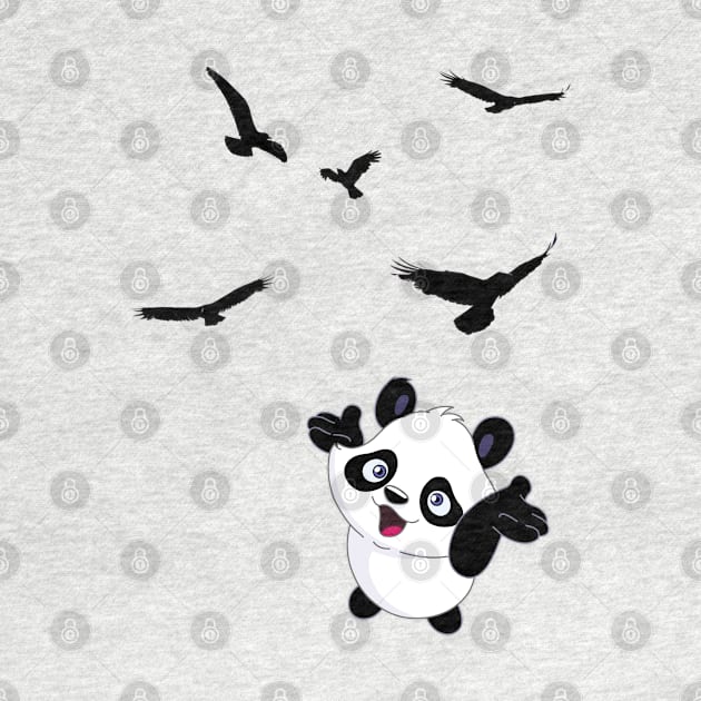 Panda looking birds by m-laP